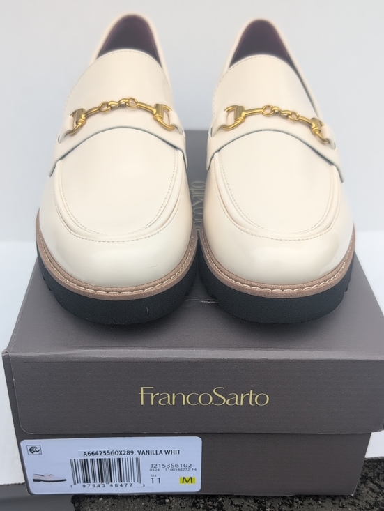 Franco Sarto Shoes - Franco Sarto Women's Cream Leather Horsebit Slip-On Loafers